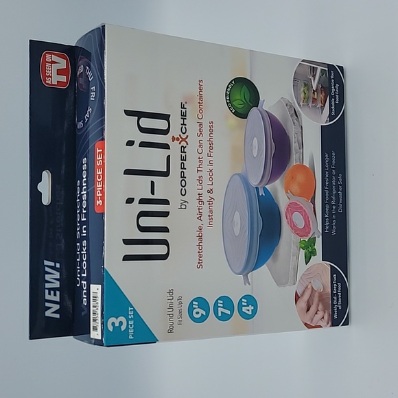 Uni-lid by copper chef bundle of 4 each Box contains 3 piece set - Picture 3 of 8